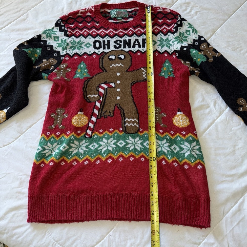 Men's Size XL‎ Oh Snap Gingerbread Man Ugly Christmas Holiday Sweater - Picture 5 of 7